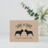 Franse Bulldog Silhouetten Bruiloft Save the Date Aankondigingskaart (Staand voorkant)
