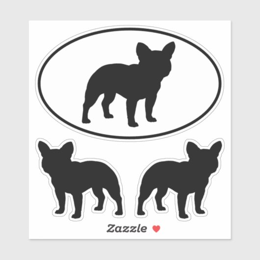 Franse Bulldog Silhouettes Cool Dog Sticker Set (Vel)