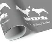 Franse Bulldog Silhouettes Couple met tekst Cadeaupapier (Rol Hoek)