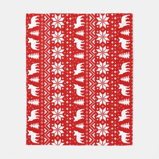 Franse Bulldog Silhouettes Frenchie Dogs Kerstmis Fleece Deken (Voorkant)