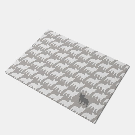 Franse Bulldog Silhouettes Pattern | Fun Frenchies Deurmat (Schuin)