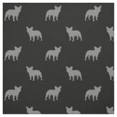 Franse Bulldog Silhouettes Pattern Grey and Black Stof (Swatch)