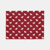 Franse Bulldog Silhouettes Pattern Red en White Fleece Deken (Voorkant (Horizontaal))