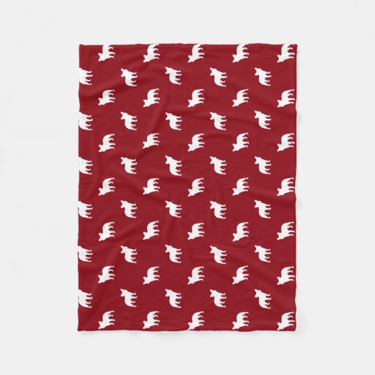 Franse Bulldog Silhouettes Pattern Red en White Fleece Deken (Voorkant)
