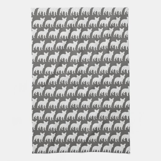 Franse Bulldog Silhouettes Pattern Theedoek (Verticaal)