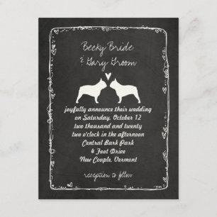 Franse Bulldog Silhouettes Wedding Announding Kaart