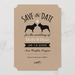 Franse Bulldog Silhouettes Wedding Save the Date