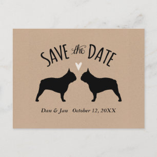 Franse Bulldog Silhouettes Wedding Save the Date Aankondigingskaart
