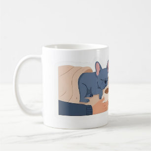 Franse Bulldog Slaapt Koffie Koud Grappige Franse  Koffiemok