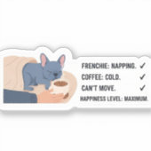 Franse Bulldog Slaapt Koffie Koud Grappige Franse  Sticker (Voorkant)