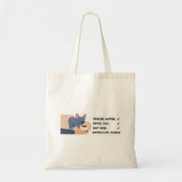 Franse Bulldog Slaapt Koffie Koud Grappige Franse  Tote Bag