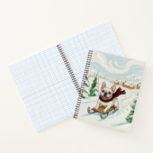 Franse Bulldog sleeën, spiraal notebook Notitieboek (Binnen)