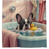 Franse Bulldog Sloppy Sleepy Schattige Funny Douchegordijn (Voorkant)