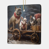 Franse Bulldog Sneeuw Slede Kerst Decoratie (Links)