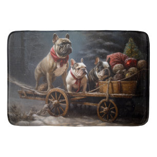 Franse Bulldog Sneeuw Slede Kerst Decoratie Badmat