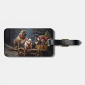 Franse Bulldog Snowy Sleigh Kerst Decor Bagagelabel (Achterkant horizontaal)