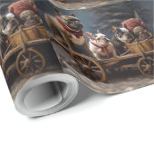 Franse Bulldog Snowy Sleigh Kerst Decor Cadeaupapier (Rol Hoek)
