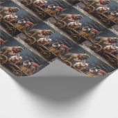 Franse Bulldog Snowy Sleigh Kerst Decor Cadeaupapier (Hoek)