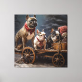 Franse Bulldog Snowy Sleigh Kerst Decor Canvas Afdruk (Voorkant)