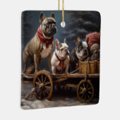 Franse Bulldog Snowy Sleigh Kerst Decor Keramisch Ornament (Rechts)