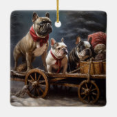 Franse Bulldog Snowy Sleigh Kerst Decor Keramisch Ornament (Achterkant)