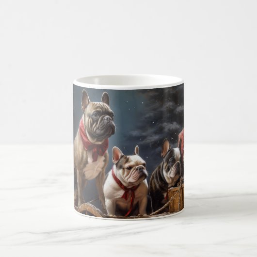Franse Bulldog Snowy Sleigh Kerst Decor Koffiemok (Center)