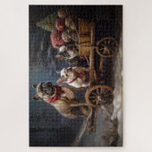 Franse Bulldog Snowy Sleigh Kerst Decor Legpuzzel (Verticaal)