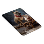 Franse Bulldog Snowy Sleigh Kerst Decor Magneet (Rechterzijde)