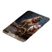 Franse Bulldog Snowy Sleigh Kerst Decor Magneet (Linkerzijde)