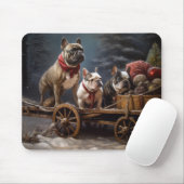 Franse Bulldog Snowy Sleigh Kerst Decor Muismat (Met muis)