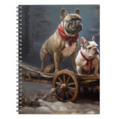 Franse Bulldog Snowy Sleigh Kerst Decor Notitieboek (Voorkant)