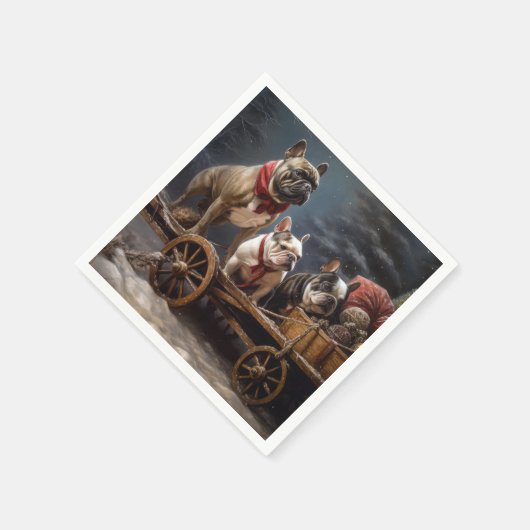 Franse Bulldog Snowy Sleigh Kerst Decor Servet (Hoek)