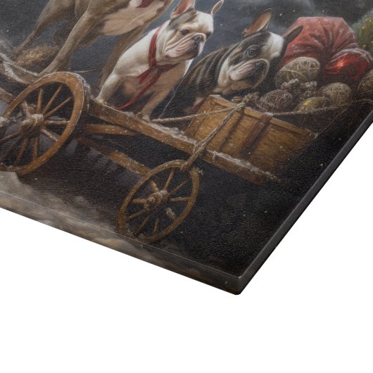 Franse Bulldog Snowy Sleigh Kerst Decor Snijplank (Hoek)
