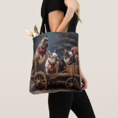 Franse Bulldog Snowy Sleigh Kerst Decor Tote Bag (Dichtbij)