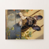 Franse Bulldog spelen Verbergen en zoeken Legpuzzel (Horizontaal)