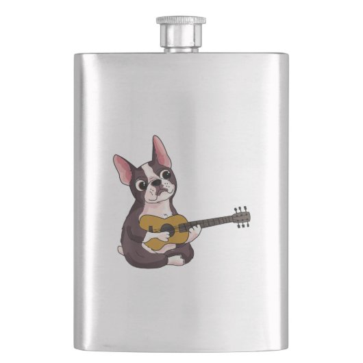 Franse Bulldog-spelgitaar Funny Guitarist Flacon (Voorkant)