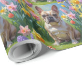 Franse Bulldog Spring Bloemen Schilderen Cadeaupapier (Rol Hoek)