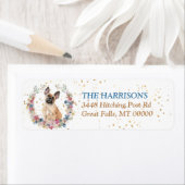 Franse Bulldog Spring Flowers Wreath Etiket (Insitu)