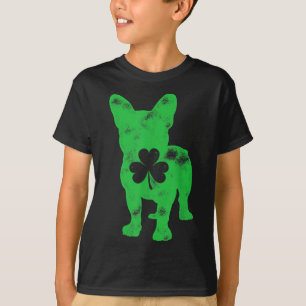 Franse Bulldog St Patricks Day Boys Girls Shamrock T-shirt