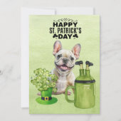 Franse Bulldog St. Patrick's Day Hoed en Bier Feestdagenkaart (Voorkant)
