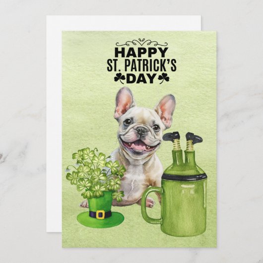 Franse Bulldog St. Patrick's Day Hoed en Bier Feestdagenkaart (Voorkant / Achterkant)