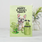 Franse Bulldog St. Patrick's Day Hoed en Bier Feestdagenkaart (Staand voorkant)