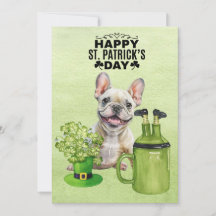 Franse Bulldog St. Patrick's Day Hoed en Bier