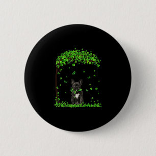 Franse Bulldog St Patricks Day Lover Irish Shamroc Ronde Button 5,7 Cm