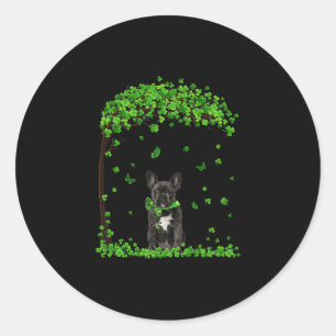 Franse Bulldog St Patricks Day Lover Irish Shamroc Ronde Sticker