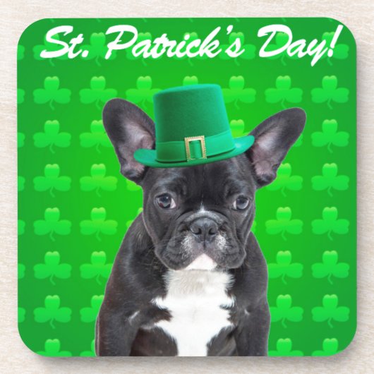Franse Bulldog St Patrick's Day Onderzetter (Voorkant)