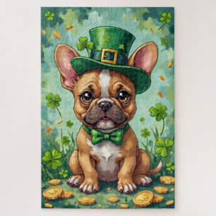 Franse Bulldog St. Patrick's Day Schattige Geluksb Legpuzzel