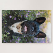 Franse Bulldog Stands in Flowers Legpuzzel (Horizontaal)