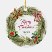 Franse Bulldog Star Bow Krans Keramisch Ornament (Achterkant)