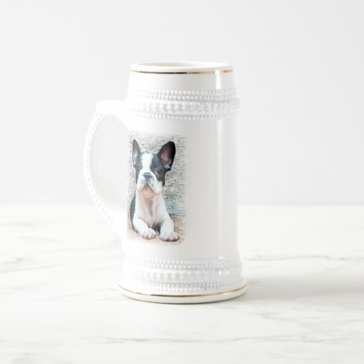 Franse Bulldog stein Bierpul (Voorkant links)